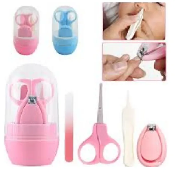 Baby Nail Clipper, Nasal Tweezer, Cuticle Scissor & File On Blister Pack