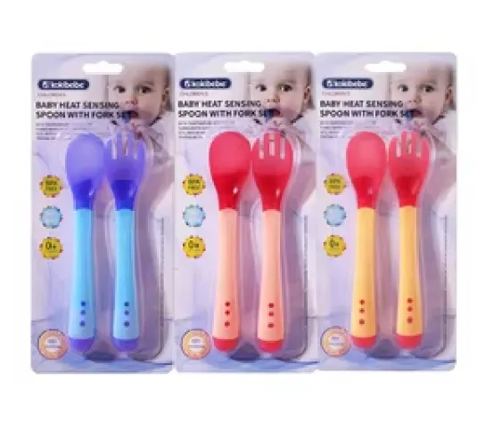 [JR-8008] Baby Heat Sensing Spoon With Fork Set On Blister Pack