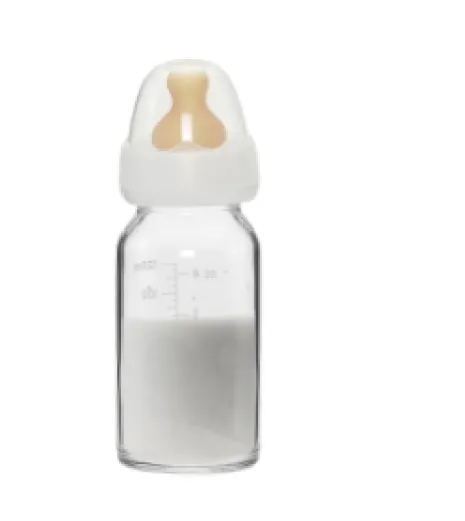 Glass Baby Bottle 4 OZ With Nipple & Cover, Wyeth