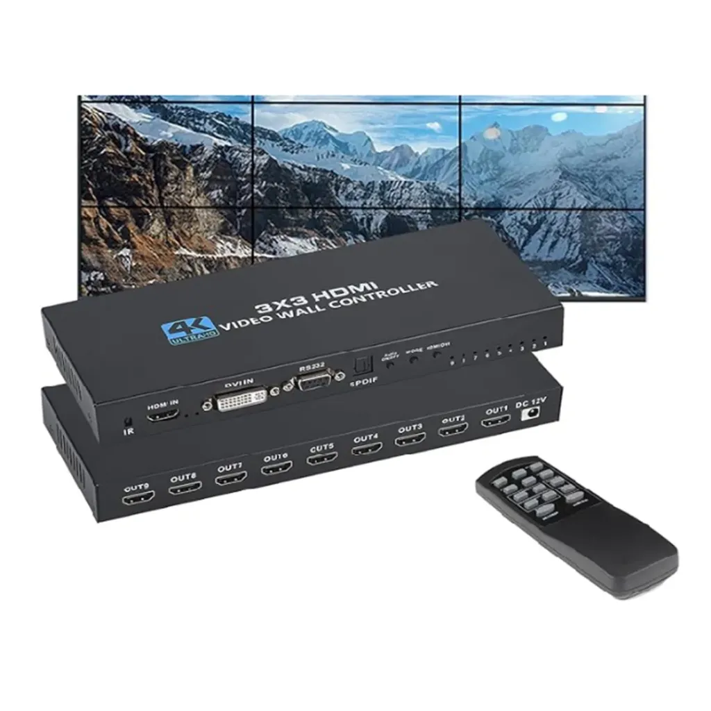 [HDVW3X3-K] 4K 3×3 HDMI Video Wall Controller, IR Control Ultra HD Multi-Screen Display Hub