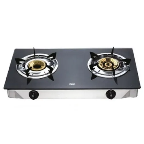 [MGS7102] MIKA Gas Stove, Glass Top, Double Burner, Black